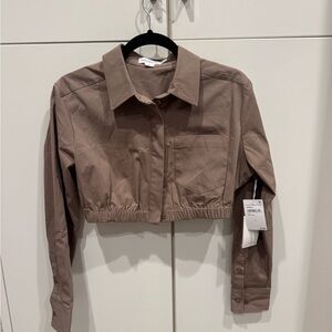 Good American Cropped Brown Utility Jacket